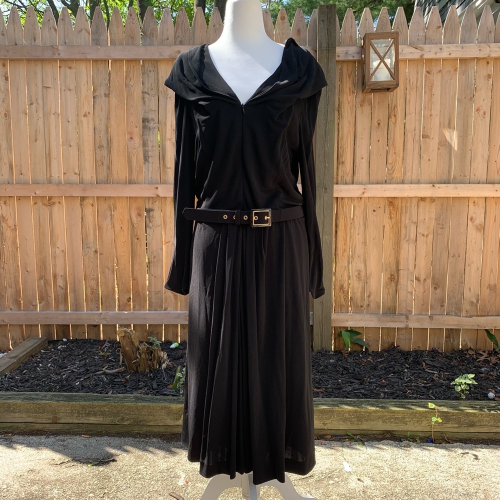 Escada Rayon Black Belted Dress Size 42